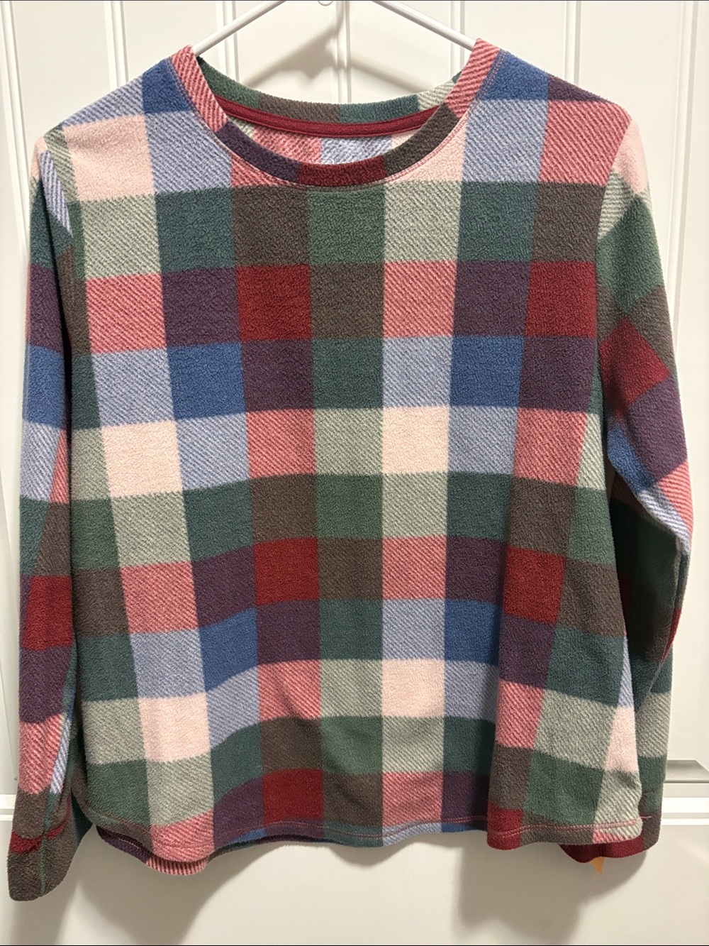 Jaclyn New York L Multicolor Plaid Check Soft Knit Pullover Top